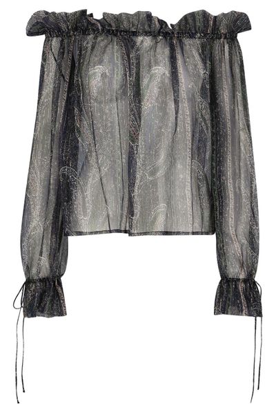 Saint Laurent Ruffled Off-Shoulder Blouse