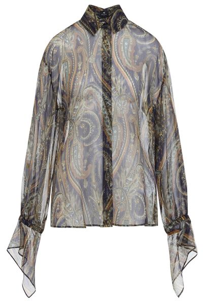 Etro Sheer Paisley Tie-Cuff Shirt