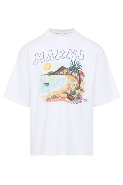 Marni Coastal-Scene Crewneck T-Shirt