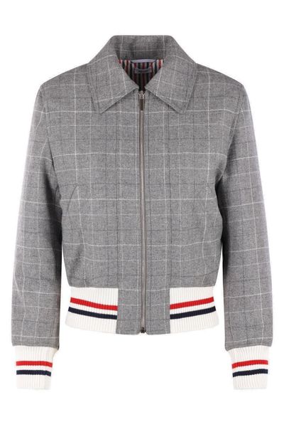 Thom Browne Windowpane Houndstooth Zipped Tweed Jacket