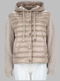 Herno Hooded Knit-Sleeve Down Jacket