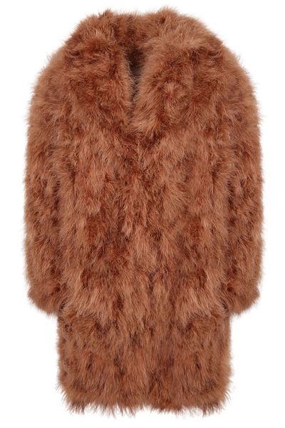 Yves Salomon Feather Straight-Cut Coat