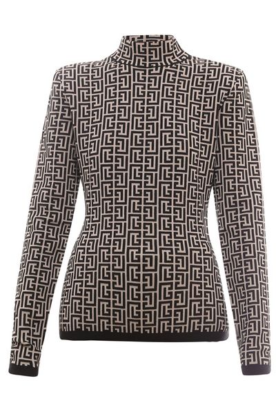 Balmain Monogram Jacquard Slim Cut Knitted Jumper
