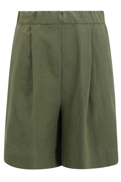 Whyci Pleated Elastic-Waist Bermuda Shorts