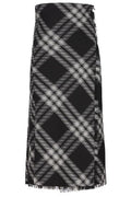 Burberry Checked Fringed-Edge Midi Skirt