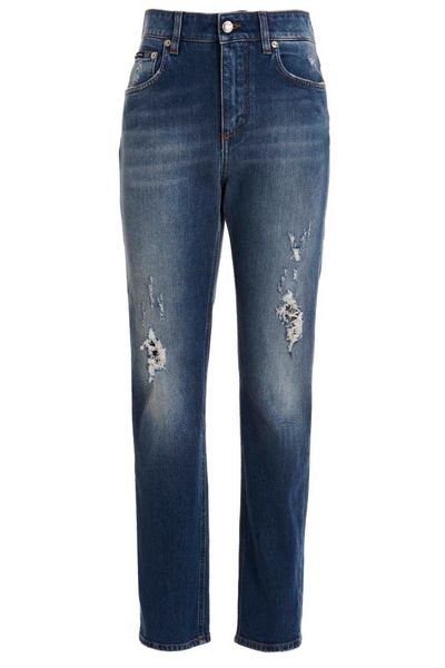 Dolce & Gabbana Distressed Straight Leg Jeans