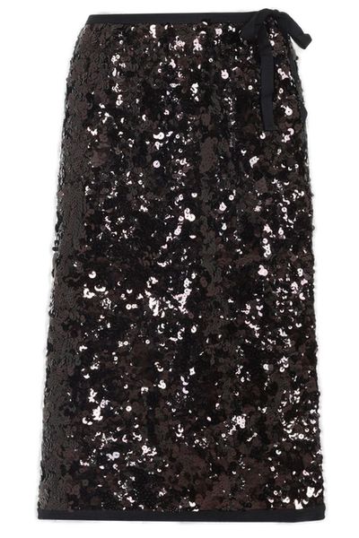 Prada Sequin-Embellished Midi Skirt