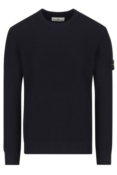 Stone Island Logo Patch Crewneck Knitted Jumper