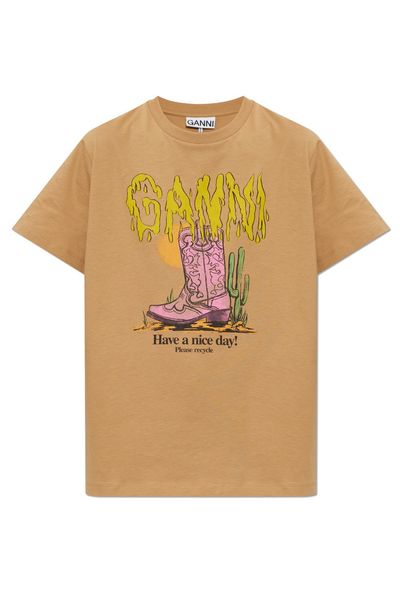 Ganni Graphic Printed Crewneck T-Shirt