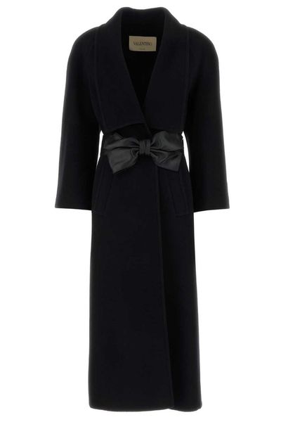 Valentino Soft Drap Bow Belt Coat