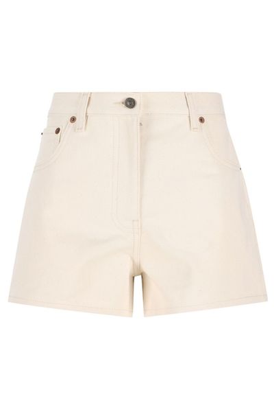Valentino VGOLD Logo Patch Denim Shorts