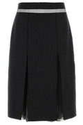 Prada Slit Detailed Layered Midi Skirt