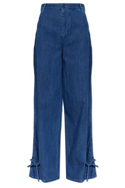 Emporio Armani Pinstripe Wide-Leg Jeans