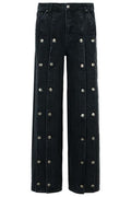 ROTATE Button Detailed Wide Jeans