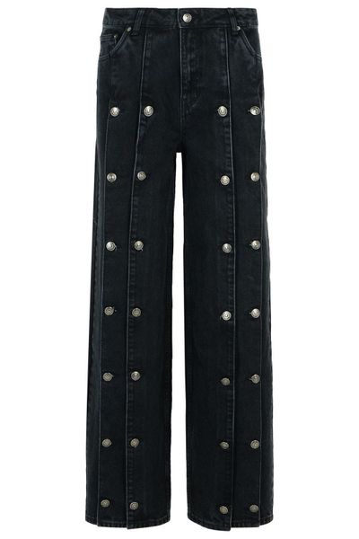 ROTATE Button Detailed Wide Jeans