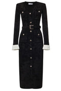 Self-Portrait Belted Buttoned Midi Dress