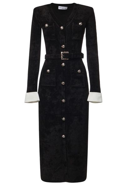 Self-Portrait Belted Buttoned Midi Dress