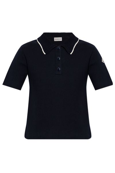 Moncler Short-Sleeved Knitted Polo Shirt