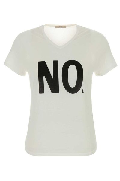 Fendi No Printed V-Neck T-Shirt