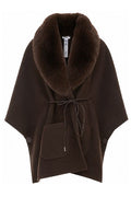 Liu Jo Faux Fur Trim Belted Cape