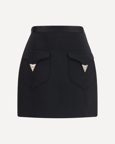 Versace Satin Trim Wool Mini Skirt
