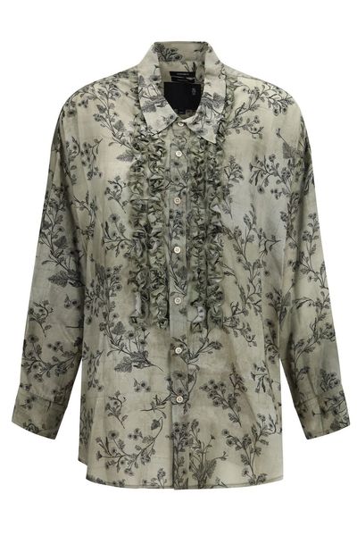 R13 Ruffle Floral V-Neck Shirt