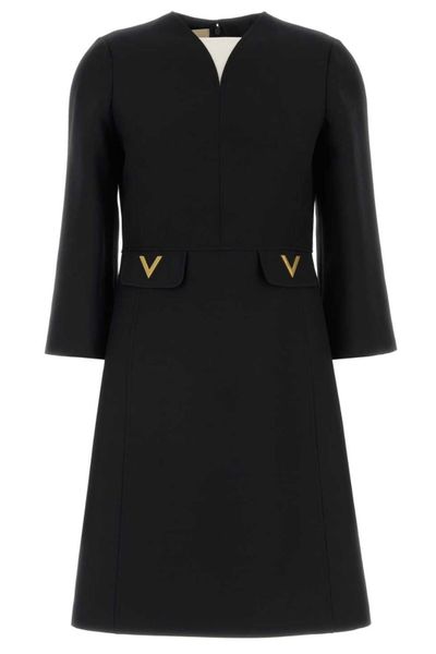 Valentino Logo Plaque Long-Sleeved Dress
