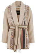 Bazar Deluxe Belted Patterned Fringe Coat