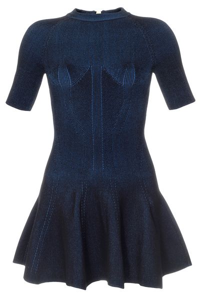 Balmain Flared Hem Ribbed Mini Dress