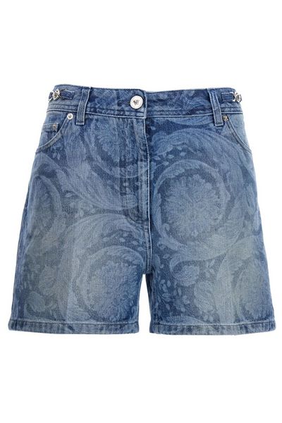 Versace Logo-Patch Denim Shorts