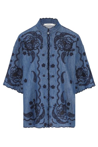 Zimmermann Aster Embroidered Denim Shirt