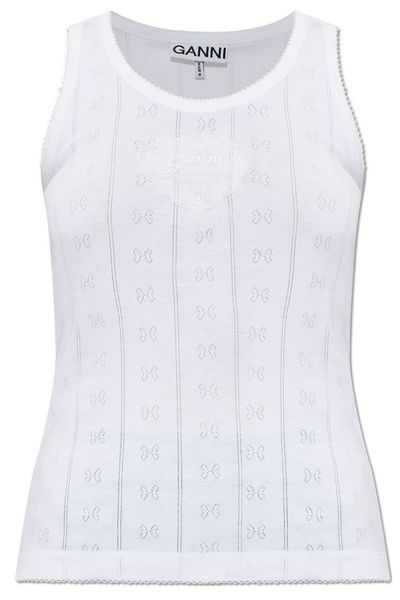 Ganni Logo Patch Ribbed Tank Top