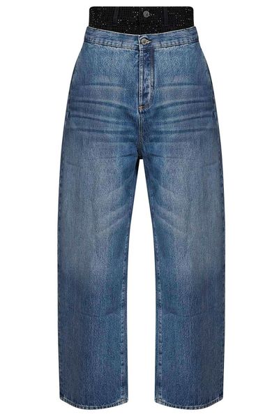 The Attico High-Rise Embellished Wide-Leg Jeans