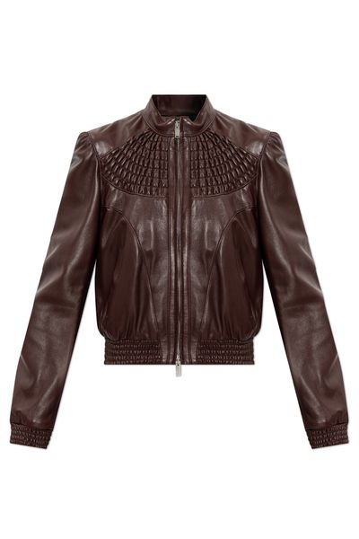 Alexander McQueen Smocking Zip-Up Jacket