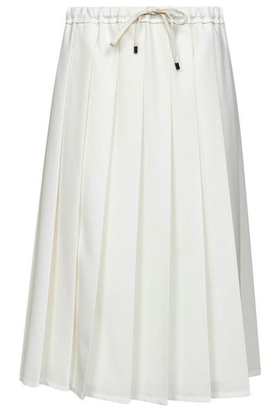 Brunello Cucinelli Pleated Drawstring Midi Skirt