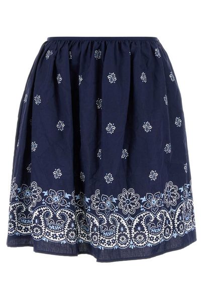 Miu Miu Pattern-Printed Poplin Skirt
