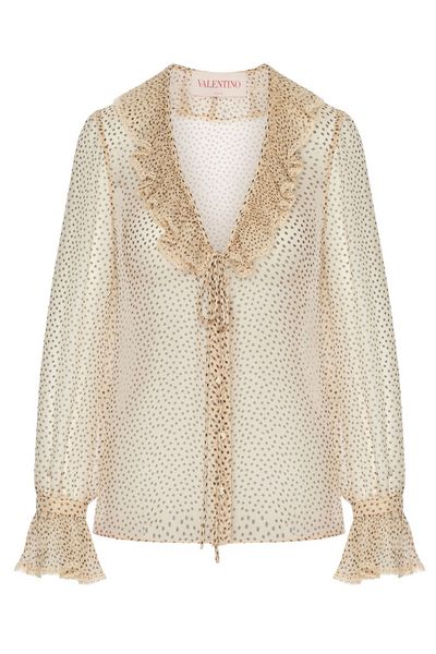 Valentino Polka Dot Printed Ruffled Top