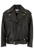 Alexander McQueen Oversized Distressed Leather Biker Jacket