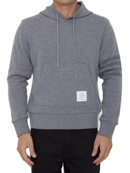 Thom Browne Stripe Detailed Knitted Drawstring Hoodie