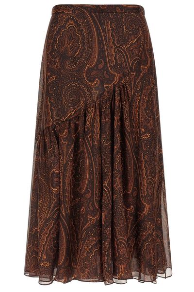 Etro Paisley Ruffled Long Skirt