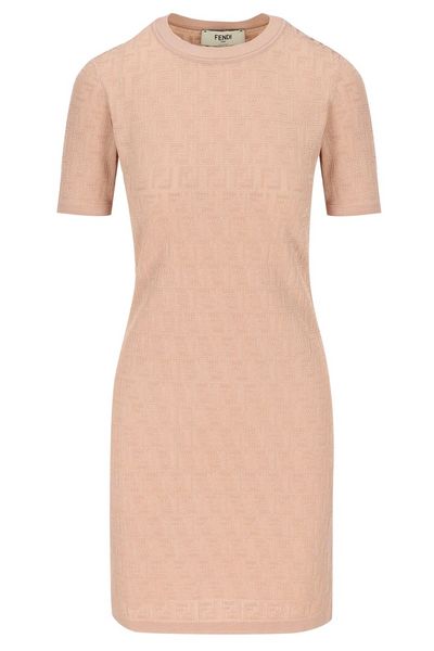 Fendi Short Sleeved Crewneck Dress
