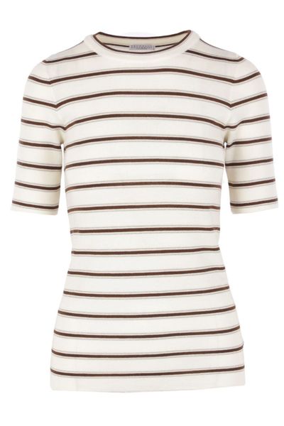 Brunello Cucinelli Striped Short Sleeved Pullover