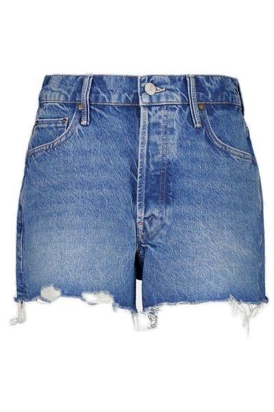 Mother High-Waist Frayed Denim Shorts