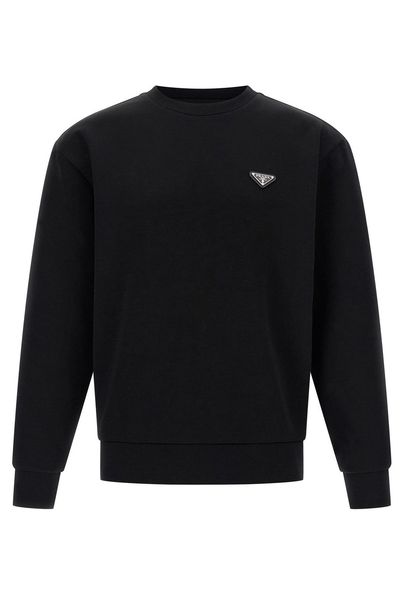 Prada Logo Plaque Crewneck Sweatshirt