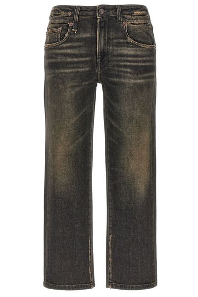 R13 Distressed Straight-Leg Jeans