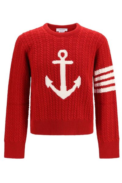 Thom Browne Anchor Intarsia Cable-Knit Jumper