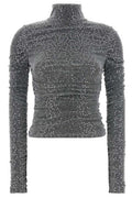 Dolce & Gabbana Draped Sequined Turtle-Neck Top