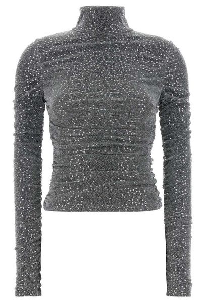 Dolce & Gabbana Draped Sequined Turtle-Neck Top