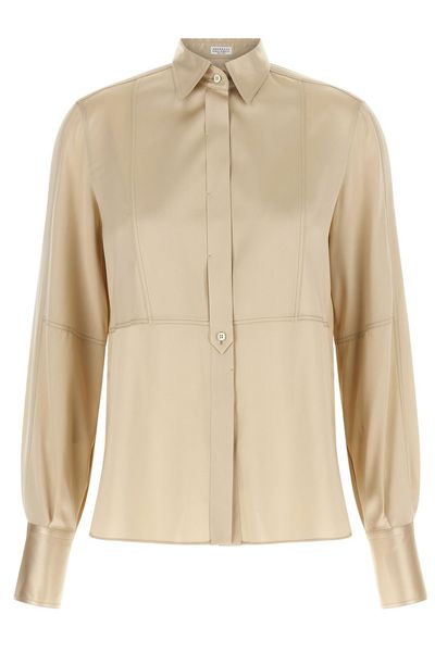 Brunello Cucinelli Panel Satin Silk Shirt
