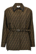 Fendi FF Jacquard Belted Waist Jacket
